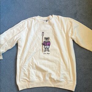 Crew Bear Graphic Men's Sweater - Cream